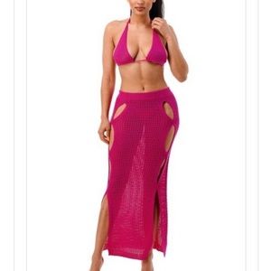 Two piece set .. hot pink . Bra top/skirt